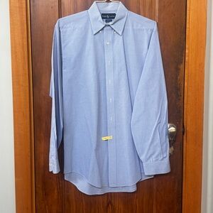 Ralph Lauren Light Blue Micro Check Dress Shirt w/pink polo logo 15 1/2, 34/35
